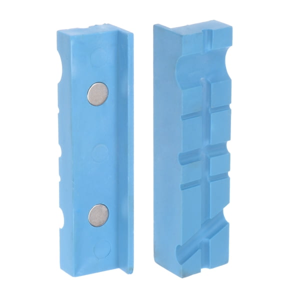 Uxcell Magnetic Vise Jaws 5 Inch Magnet U-Grooves Soft Bench Jaw Pads Covers, Blue