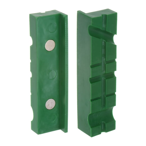 Uxcell Magnetic Vise Jaws 5 Inch Magnet U-Grooves Soft Bench Jaw Pads Covers, Green