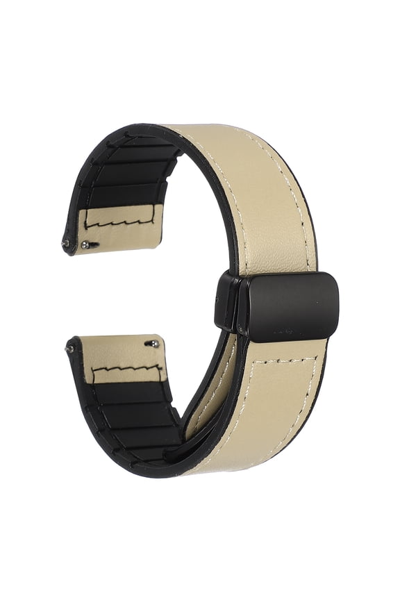 Magnetic Watch Band, 20mm Microfiber Leather Polished Quick Release Sport Watch Band Replacement Straps with Magnet Buckle for Men Women, Beige