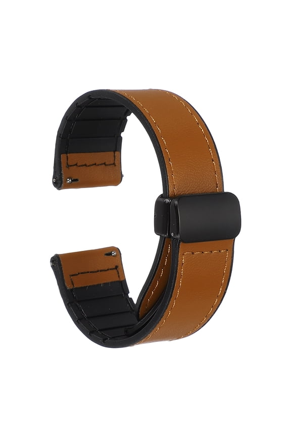 Magnetic Watch Band, 20mm Microfiber Leather Polished Quick Release Sport Watch Band Replacement Straps with Magnet Buckle for Men Women, Brown