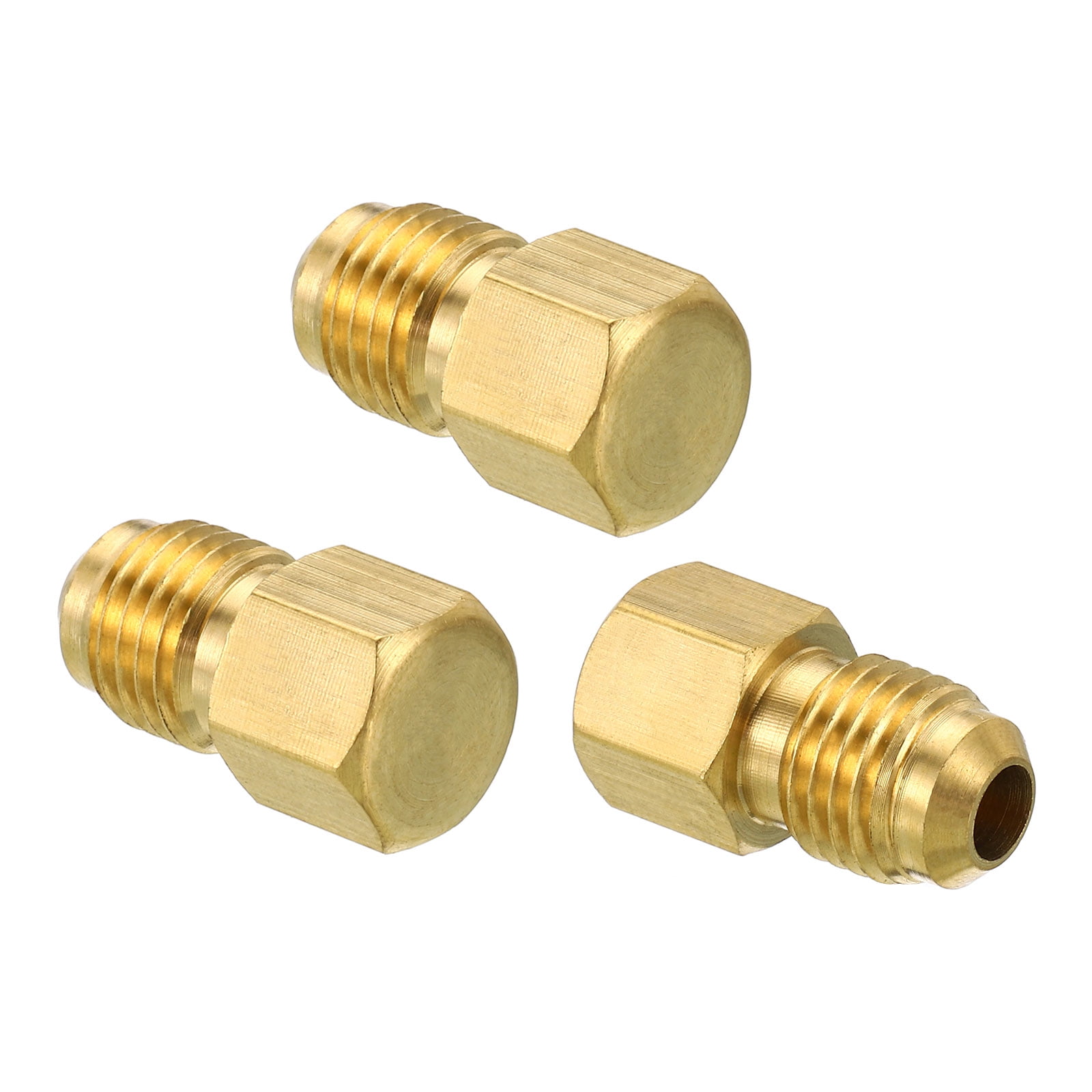Uxcell Male 1/4 SAE / 7/16"20UNF Brass Seal Plug Flare Tube Fitting 45