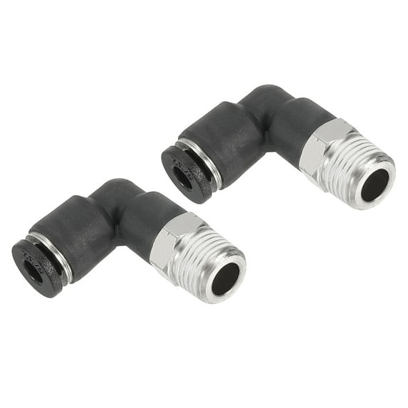 Uxcell 2 Pcs Male Elbow 5/32" Tubing OD x 1/8" NPT Thread 90 Push to Connect Fittings
