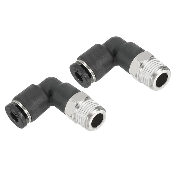 Uxcell 2Pcs Male Elbow 5/32" Tubing OD x 1/8" NPT Thread 90 Push to Connect Fittings
