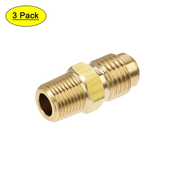 Uxcell Male Tubing Adapter Brass Pipe Fitting 1/4 SAE to 1/8 NPT 3