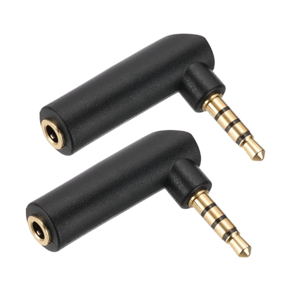 Uxcell Male to Female Audio Adapter, Stereo Plug Switch Audio Adapter Connector Jack Right Angled Black/Gold