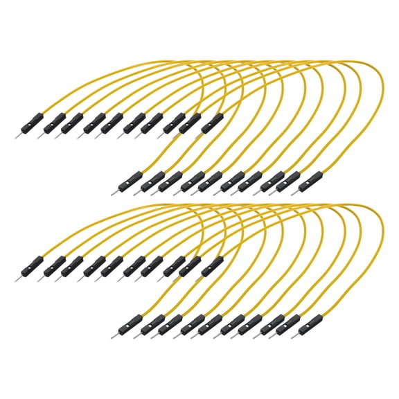 Uxcell Male to Male 1Pin Breadboard Jumper Wire Ribbon Cable 20cm for Breadboard Electronic Projects,20 Pcs,Yellow