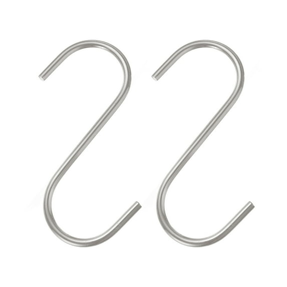 Uxcell Manganese Steel Long S Hooks S-shaped Hanging Hooks for Hanging Plant 2 Pcs Silver 4 Inch