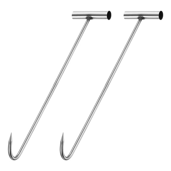 Uxcell Manhole Hook 15.4 Inch, 2 Pcs 304 Stainless Steel T-Shaped Lid Manhole Cover Lifter with Pointed Tip for Lifting Pulling Storm Drain Cover