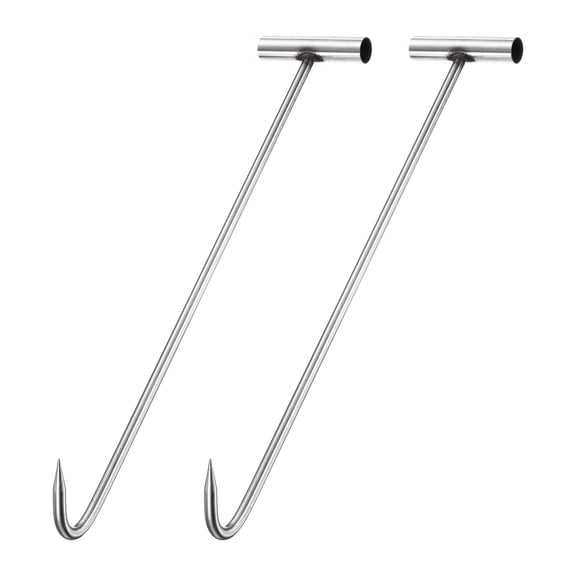 Uxcell Manhole Hook 19.7 Inch, 2 Pcs 304 Stainless Steel T-Shaped Lid Manhole Cover Lifter with Pointed Tip for Lifting Pulling Storm Drain Cover
