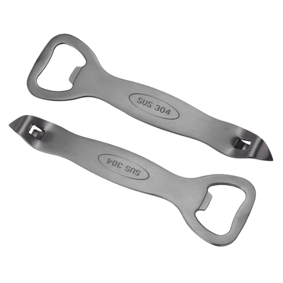Uxcell Manual Bottle Opener, 2Pcs Stainless Steel Church Key Can Opener Portable Punch Bottle Cap Remover Vial Breaker Tool for Kitchen Party Home Beverage Beer Soda Cans, Black