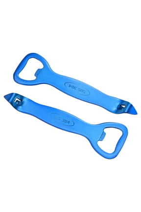 Manual Bottle Opener, 2Pcs Stainless Steel Church Key Can Opener Portable Punch Bottle Cap Remover Vial Breaker Tool for Kitchen Party Home Beverage Beer Soda Cans, Blue