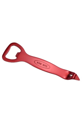 Manual Bottle Opener, Stainless Steel Church Key Can Opener Portable Punch Bottle Cap Remover Vial Breaker Tool for Kitchen Party Home Beverage Beer Soda Cans, Red