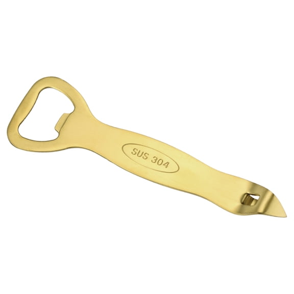 Uxcell Manual Bottle Opener, Stainless Steel Church Key Can Opener Portable Punch Bottle Cap Remover Vial Breaker Tool for Kitchen Party Home Beverage Beer Soda Cans, Gold