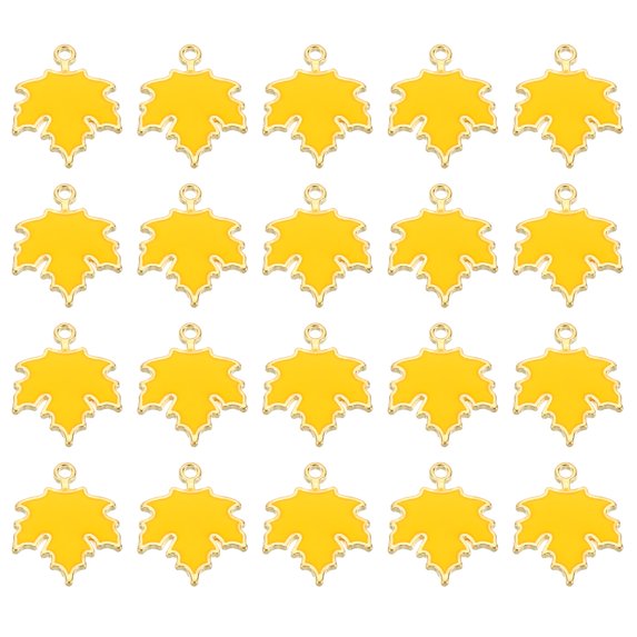Uxcell Maple Leaf Pendants, 60 Pack Enamel Tree Leaf Beads Metal Leaves Charm for Jewelry Making, Yellow
