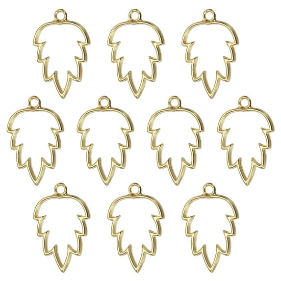 Uxcell Maple Leaf Shaped Alloy Open Back Bezel Pendants DIY Hollow Resin Frame, Gold Tone 20 Pack