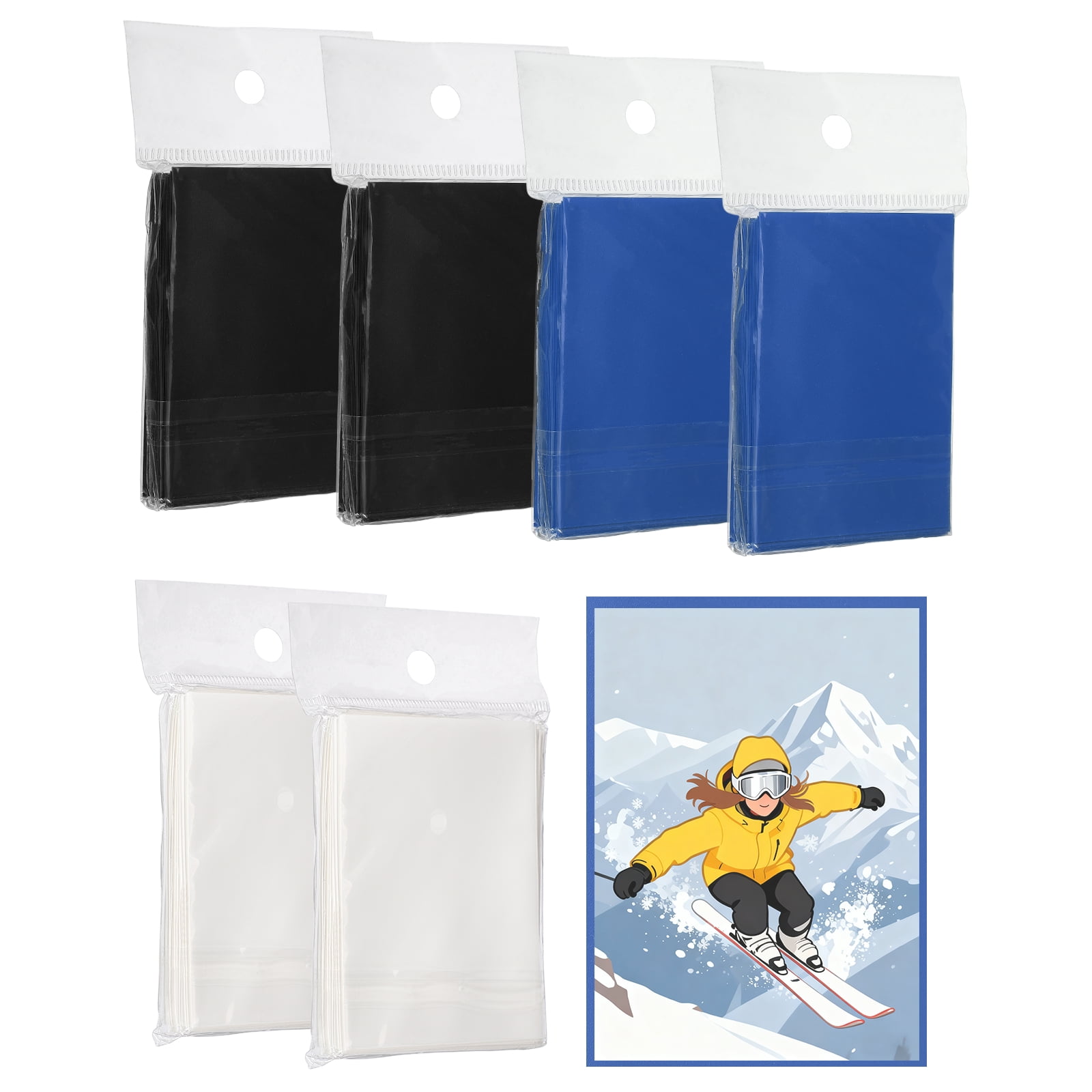 Uxcell Matte Card Sleeves, Trading Card Sleeves Deck Protectors Perfect for Trading Cards & Baseball & Sports & Magic Gathering & Magic Game Cards (Black/White/Blue, 300 Pcs)