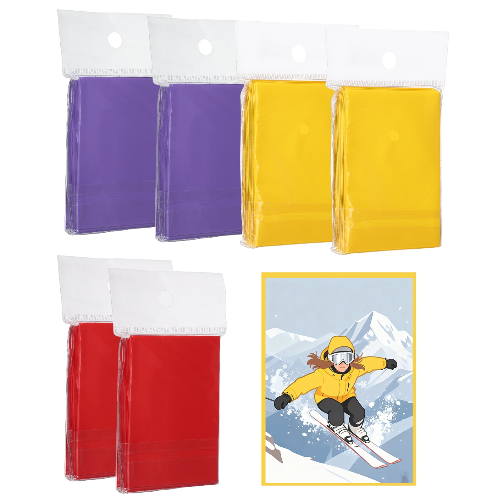 Uxcell Matte Card Sleeves, Trading Card Sleeves Deck Protectors Perfect for Trading Cards & Baseball & Sports & Magic Gathering & Magic Game Cards (Purple/Red/Yellow, 300 Pcs)