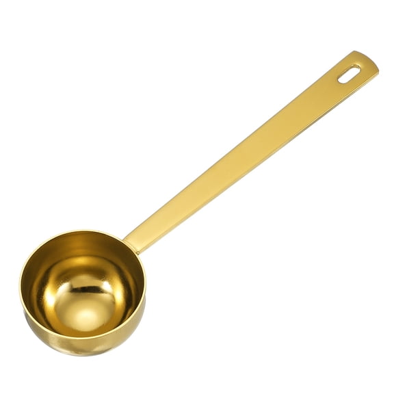Uxcell Measuring Spoon, 30ml Long Handle Table Scoop Teaspoon Coffee Scoop Spoon for Ground Coffee Tea Sugar Cooking Baking, Gold