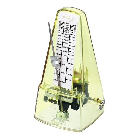 Uxcell Mechanical Metronome High Accuracy Musical Timer Universal Metronome for Piano Guitar Violin Ukulele Player,Transparent Yellow