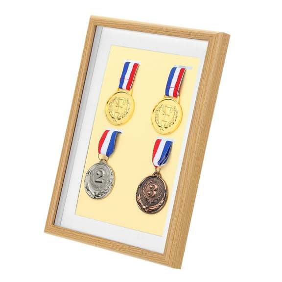 Uxcell Medal Display Case, 2 Medal Display Frame Medal Shadow Box Sports Medal Display Picture Frame Poplar