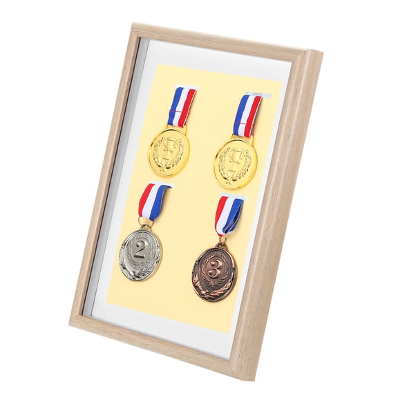 Uxcell Medal Display Case, 2 Medal Display Frame Medal Shadow Box Sports Medal Display Picture Frame White Poplar