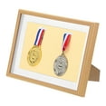 thumbnail image 1 of Uxcell Medal Display Case, 2 Medal Resin Display Frame Shadow Box Sports Medal, Poplar, 1 of 7