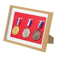 thumbnail image 1 of Uxcell Medal Display Case, 3 Medal Resin Display Frame Shadow Box Sports Medal, Red Base Poplar, 1 of 7
