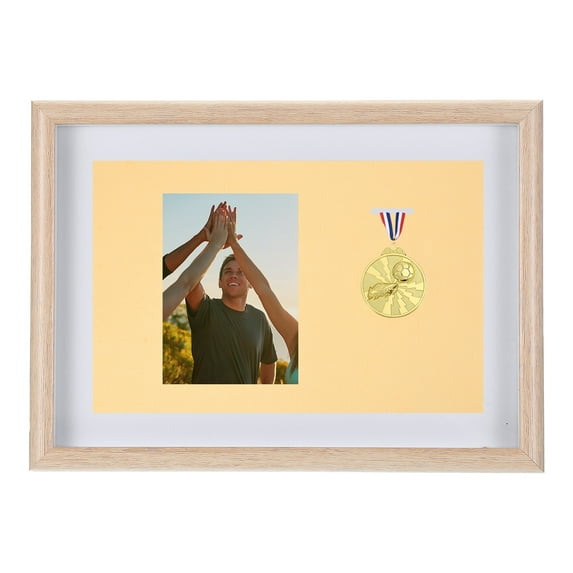 Uxcell Medal Display Case,Single Medal Display Shadow Box Medal Display Frame Wooden Stand for Sports Original Poplar