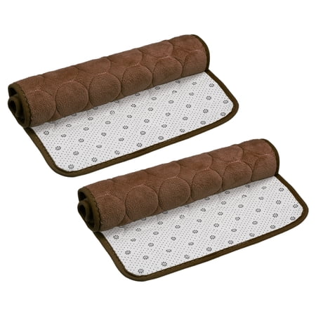 Uxcell Memory Foam Bath Mat 2Pcs, 15.7" x 24" Coral Fleece Bathroom Rug Non Slip Mats for Kitchen Floors - Dark Brown
