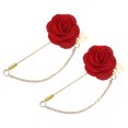 thumbnail image 1 of Uxcell Men Cloth Rose Flower Pin, Suit Lapel Stick Boutonnieres, Deep Red 2 Pcs, 1 of 6