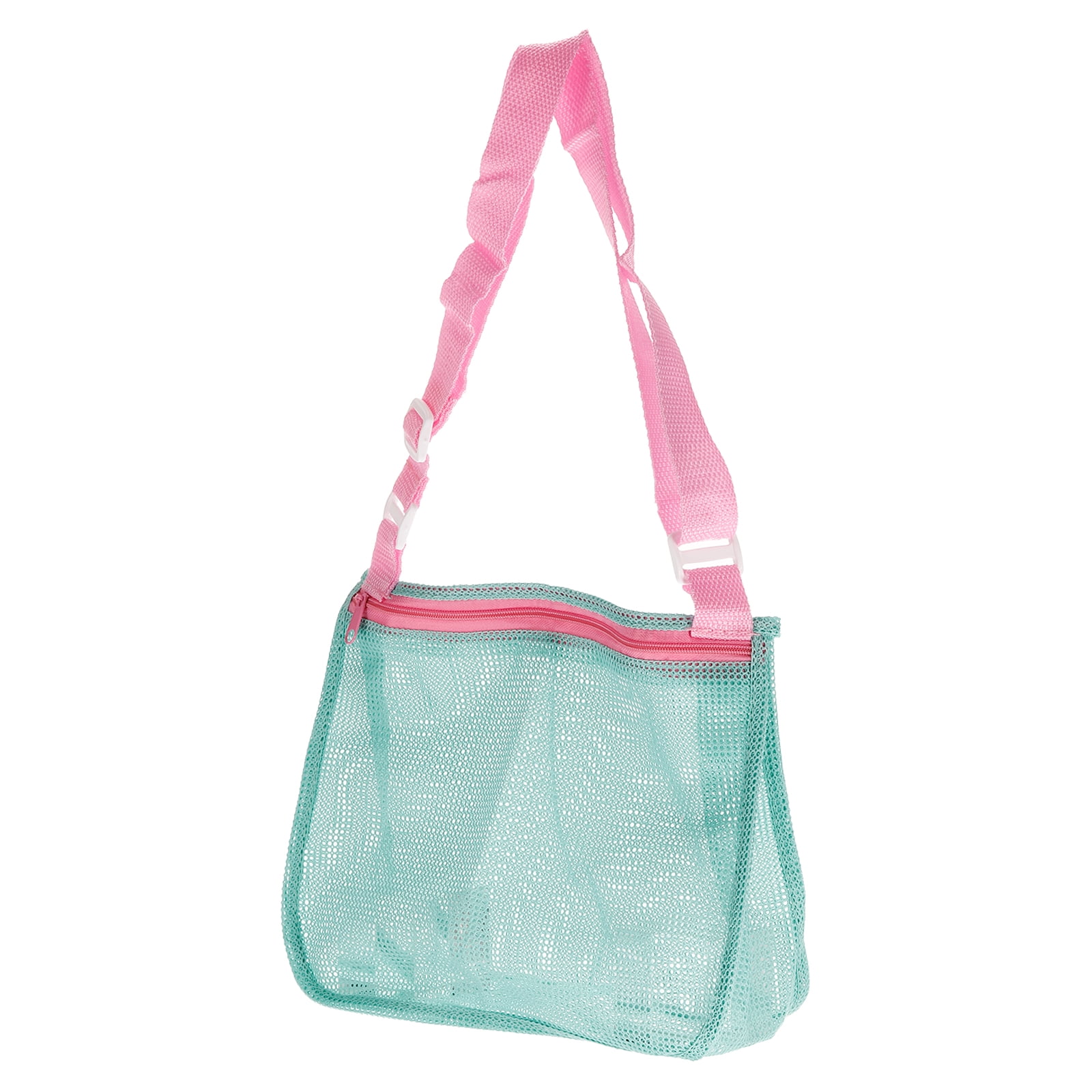 Uxcell Mesh Beach Bag Sand Backpack Shells Collecting Tote Bags with  Zipper, Green Pink