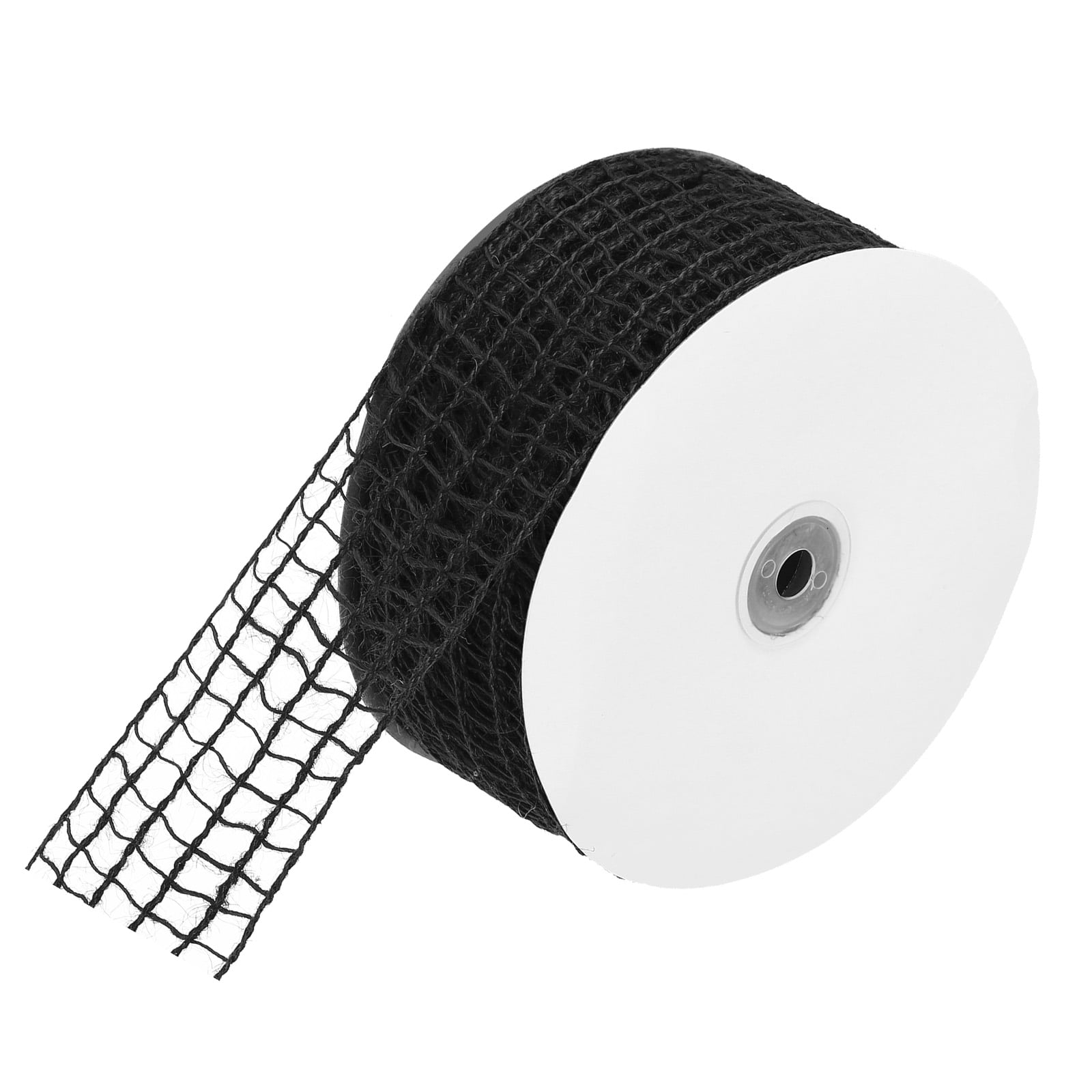 Uxcell Mesh Burlap Wired Ribbon, 2.5 Inch x 30 Yard Natural Jute Fabric Ribbons for Christmas Halloween Party Weddings DIY Crafts Black