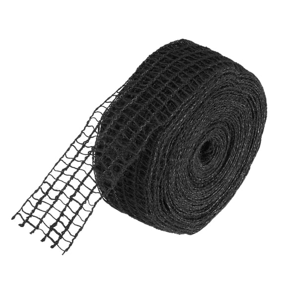 Uxcell Mesh Burlap Wired Ribbon, 2.5 Inch x 30 Yard Natural Jute Fabric Ribbons for Christmas Halloween Party Weddings DIY Crafts Black