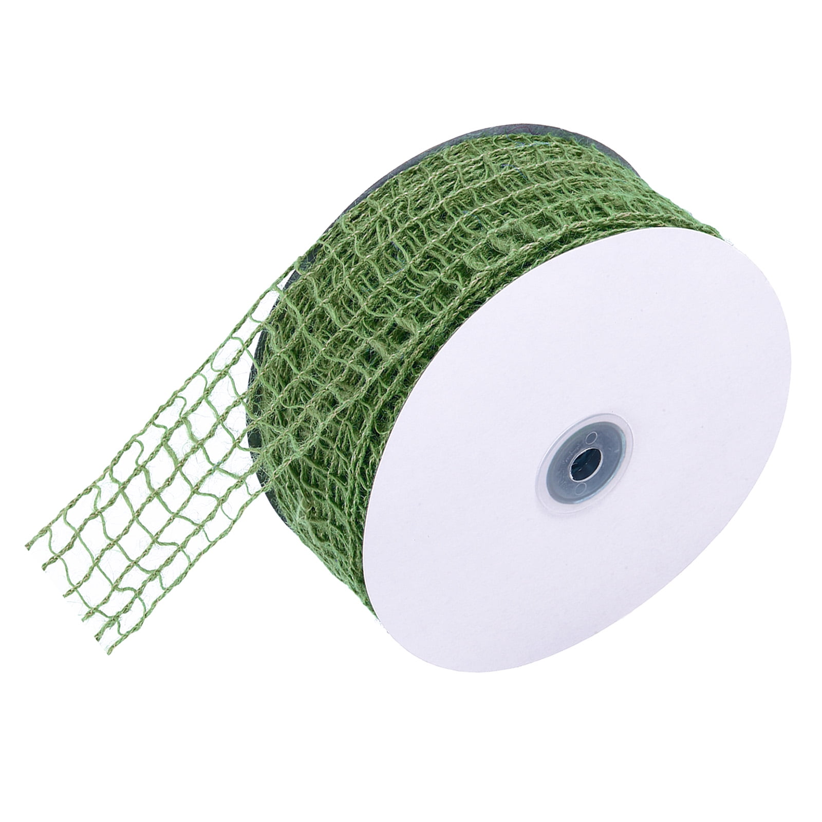 Uxcell Mesh Burlap Wired Ribbon, 2.5 Inch x 30 Yard Natural Jute Fabric Ribbons for Christmas Halloween Party Weddings DIY Crafts Green