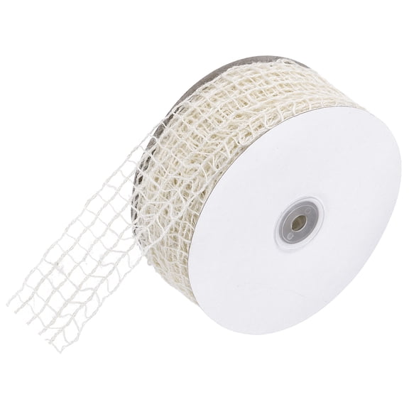 Uxcell Mesh Burlap Wired Ribbon, 2.5 Inch x 30 Yard Natural Jute Fabric Ribbons for Christmas Halloween Party Weddings DIY Crafts White
