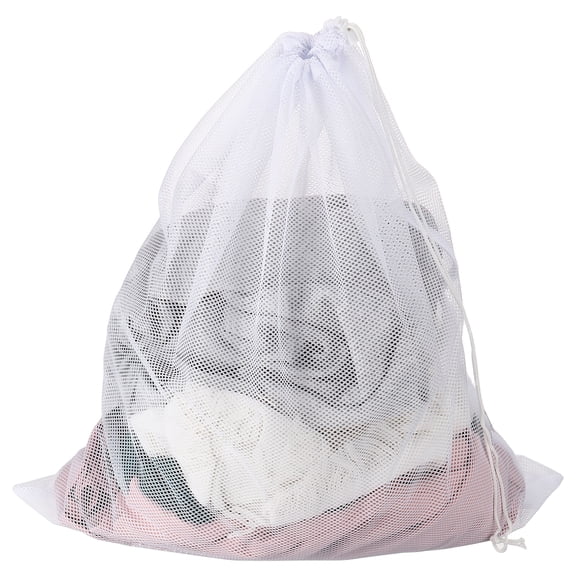Uxcell Mesh Laundry Bag, 23.6x35.4" Large Drawstring Net Laundry Bag Coarse Mesh for Washing Machine for College,Dorm, Travel, Family and Apartment Residents, White