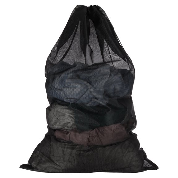 Uxcell Mesh Laundry Bag, 23.6x35.4" Large Drawstring Net Laundry Bag Fine Mesh for Washing Machine for College,Dorm, Travel, Family and Apartment Residents, Black