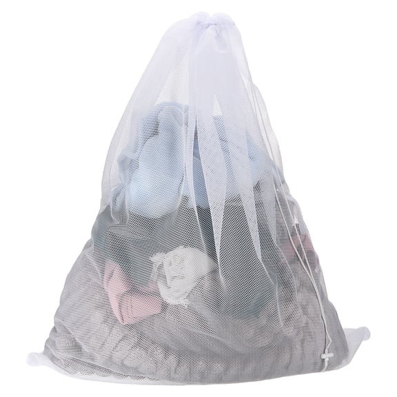 Uxcell Mesh Laundry Bag, 27.6x35.4" Large Drawstring Net Laundry Bag Coarse Mesh for Washing Machine for College,Dorm, Travel, Family and Apartment Residents, White