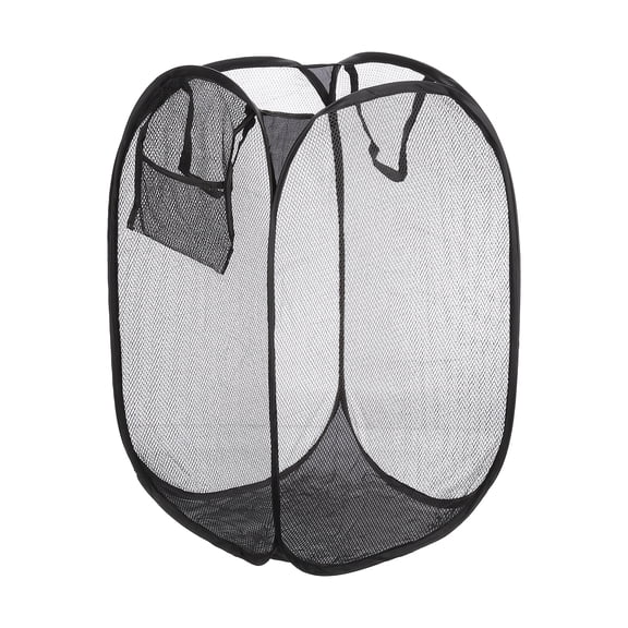 Uxcell Mesh Laundry Basket Collapsible Hamper with Handles for Laundry Room, Black