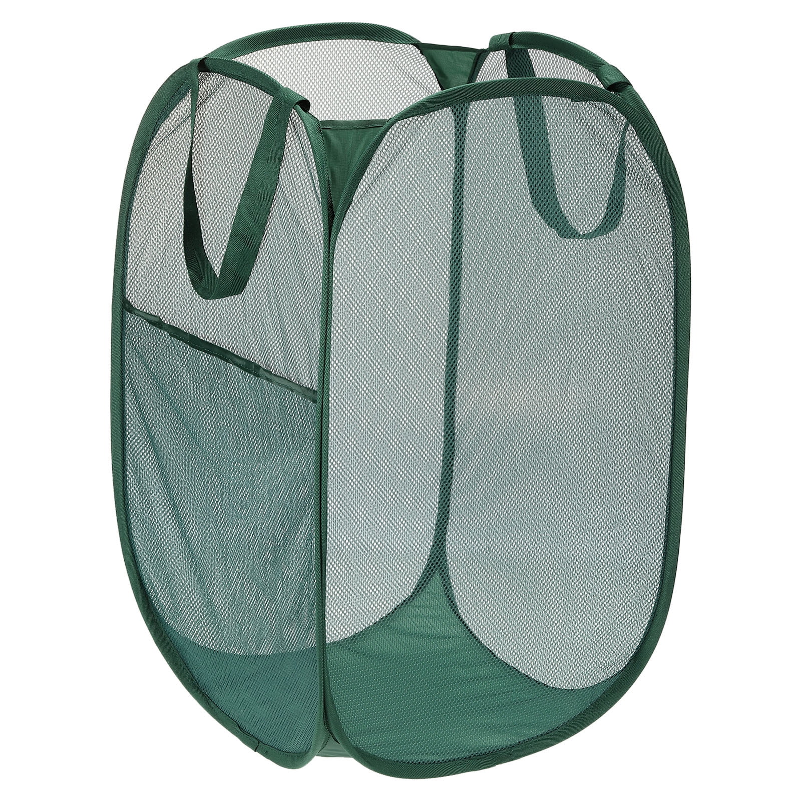 Uxcell Mesh Laundry Hamper, Collapsible Laundry Baskets Bag, Dark Green