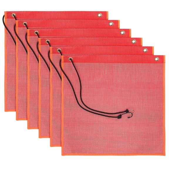 Uxcell Mesh Safety Flags 18 x 18 Inch Warning Safety Flag with Elastic Bungee Cord High Visibility for Trucks Trailer Red 6 Pack