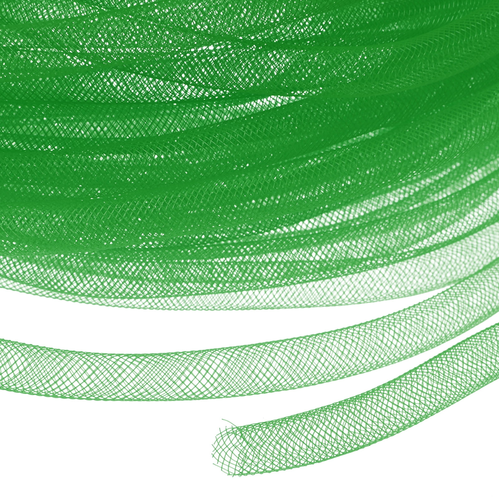 Uxcell Mesh Tube Ribbon 25 Yards, 10mm Elastic Fabric Ribbons[Grass Green]