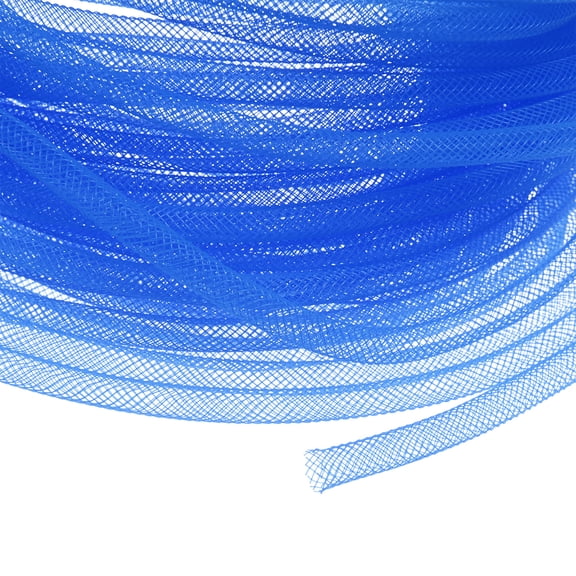 Uxcell Mesh Tube Ribbon 25 Yards, 6mm Elastic Fabric Ribbons[Blue]