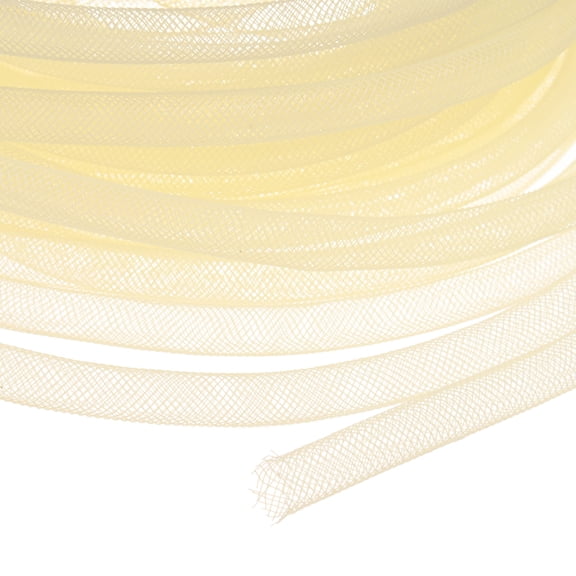 Uxcell Mesh Tube Ribbon 25 Yards, 8mm Elastic Fabric Ribbons[Cream Yellow]