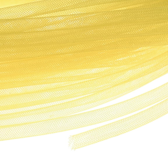 Uxcell Mesh Tube Ribbon 25 Yards, 8mm Elastic Fabric Ribbons[Ginger Yellow]