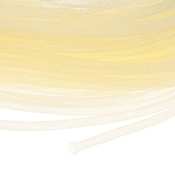 Uxcell Mesh Tube Ribbon 45 Yards, 4mm Elastic Fabric Ribbons[Cream Yellow]