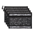 thumbnail image 1 of Uxcell Mesh Zipper Bags A5 Nylon Makeup Pouches Dual Zipper Bag, Black 4 Pack, 1 of 5