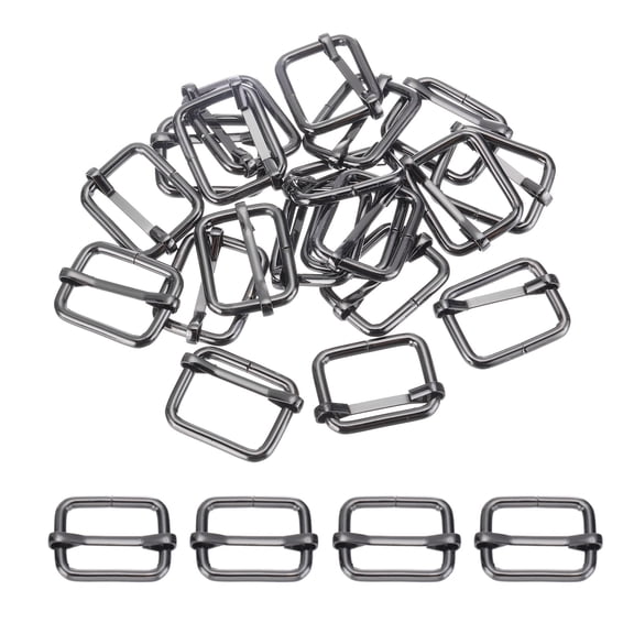 Uxcell Metal Adjustable Slide Buckle 26mm Tri-Glide Suspender Strap Slider, Black 20 Pcs