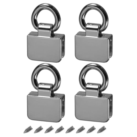 Uxcell Metal Bag Connector with D Ring, 4 Sets 19x30mm Rectangle Bridge Hanger Buckle with Screws (Metallic Black)