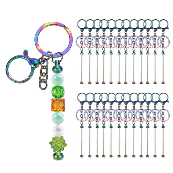 Uxcell Metal Beadable Keychains Bars with Lobster Hook Gradient Plating